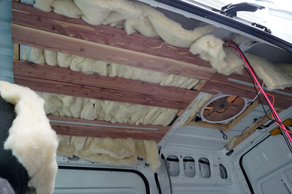 Installing a cedar ceiling in Transit Connect 2010 van conversion